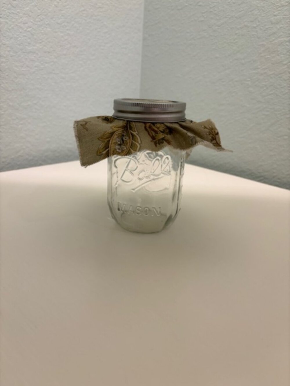 Ball glass Jar with decorative fabric cover - SALE!
